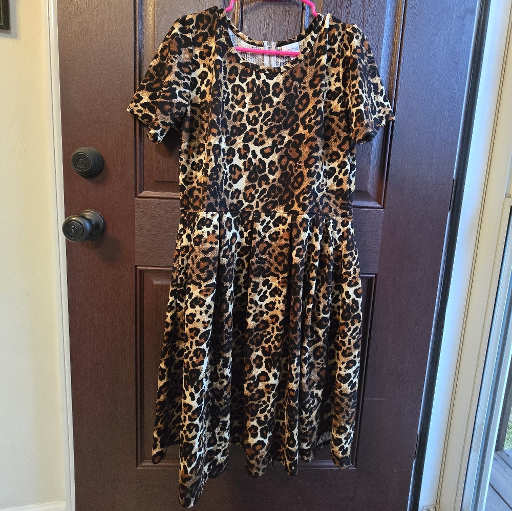 LuLaRoe Brown and White Leopard Print Midi Dress